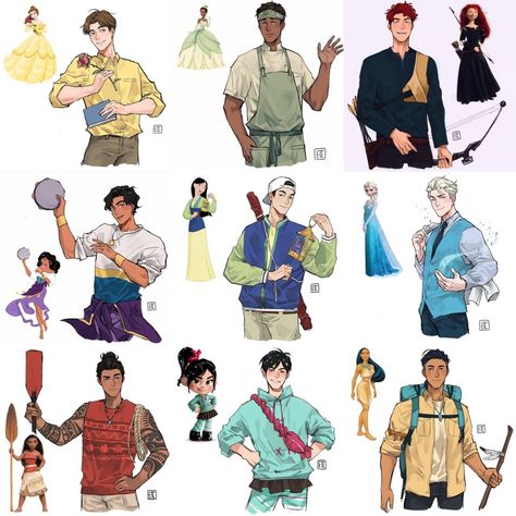 Male Ariel Fanart, Disney Princesses As Men, Genderbend Disney Princesses, Gender Bent Disney Princess, Genderbent Disney Princesses, Movie Characters As Humans, Disney Characters As Anime, Genderbent Rapunzel, Rio Characters As Humans