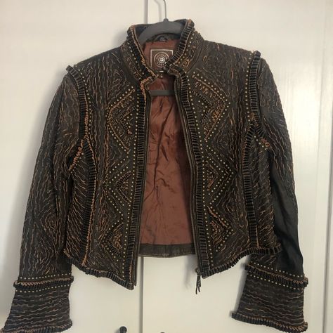 Double D Ranch Jacket - Never Worn Beautiful Detail Shoulder Width 16” Length 20” Sleeve Length23.5” Bust 15” Double D Ranch, Fabric Accessories, Capsule Wardrobe, Jackets & Coats, Jackets For Women, Leather Jacket, Outfit Inspirations, Outfit Inspo, Cute Outfits