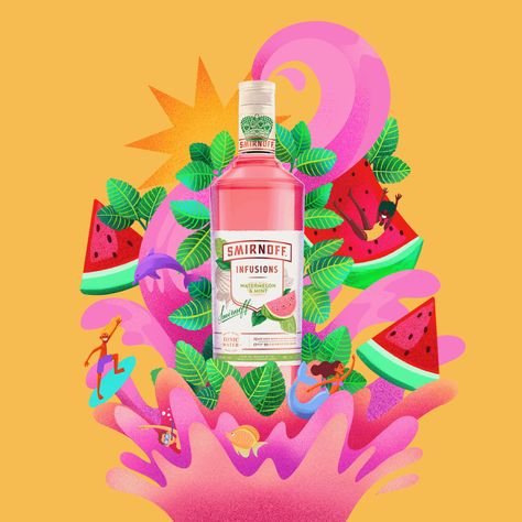 Smirnoff Watermelon & Mint on Behance Drink Advertisement, Smirnoff Watermelon, Gum Flavors, Watermelon Design, Watermelon Drink, Watermelon Designs, Advertising Graphic Design, Watermelon Mint, Antique Botanical Print