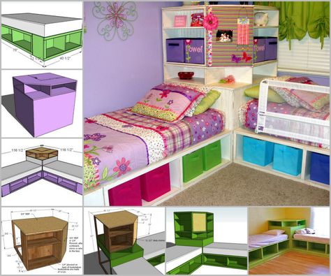 How to DIY Space Saving Corner Twin Beds Set | www.FabArtDIY.com LIKE Us on Facebook ==> https://www.facebook.com/FabArtDIY L Shaped Twin Beds With Corner Unit, L Twin Beds, Twin Corner Beds With Storage, Corner Twin Beds Diy, L Shaped Twin Beds Ideas, L Shaped Twin Beds, Corner Twin Beds, Twin Storage, Twin Storage Bed