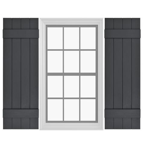 PRICES MAY VARY. HIGH, QUALITY DECORATIVE BOARD & BATTEN SHUTTERS: These Board and Batten home shutters offer a rustic ambiance and simplicity perfect for farmhouse and beach style homes. Please note that these shutters are non functional, and are decorative only. ELEGANT, SIMPLE SOLUTION FOR YOUR HOME: This Board & Batten Shutter offers a wide range of sizes to fit your home. They are offered in a 14.5” & 11" width with 13 height options ranging from 31-81". These shutters come in 9 premium col Black Window Shutters Exterior, Cottage Style Shutters Exterior, Outdoor Shutters For House, Farmhouse Shutters Exterior, Modern Shutters Exterior, Exterior House Shutters, Simple Shutters, Exterior Window Shutters, Modern Shutters