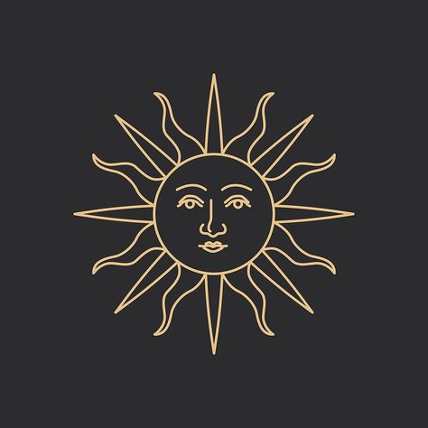 Celestial Sun Art, Sun With Face Drawing, Sun Black Background, Celestial Sun Tattoo, Aari Drawing, Sun With Face, Constellation Map, Celestial Sun, Free Illustration Images