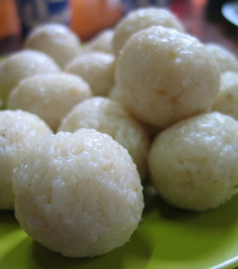 African Sticky Rice Balls the Best African Food Recipe Sticky Rice Balls Recipe, Somalian Recipes, Sweet Rice Balls Recipe, Africa Dishes, Nigerian Rice, Vegan African Recipes, African Rice, Sticky Rice Balls, African Food Recipes