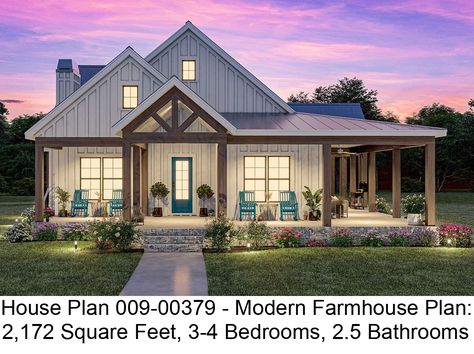 This 3 bedroom, 2 bathroom Modern Farmhouse house plan features 2,172 sq ft of living space. America's Best House Plans offers high quality plans from professional architects and home designers across the country with a best price guarantee. Our extensive collection of house plans are suitable for all lifestyles and are easily viewed and readily available when you begin the process of building your dream home. All our house designs are easy to re Farmhouse Plans With Carport, Modern Day Farmhouse Exterior, Small 2 Story Farmhouse, Master Suite With Office Floor Plan, Curved House Plans, House Plans With Side Porch, Pier And Beam House Exterior, Three Bedroom Farmhouse Plans, Farmhouse Plans Layout Design