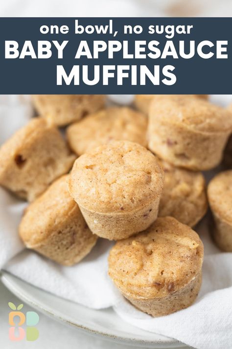 Baby Applesauce Muffins (No Sugar) - Baby Led Bliss No Sugar Muffins For Baby, Blw Muffins Baby Led Weaning, Easy Muffins For Baby, Easy Baby Muffin Recipe, Healthy Baby Breakfast Ideas, Healthy Baby Snacks Homemade, Apple Sauce Muffins For Baby, Applesauce Muffins For Baby, Baby Applesauce Muffins