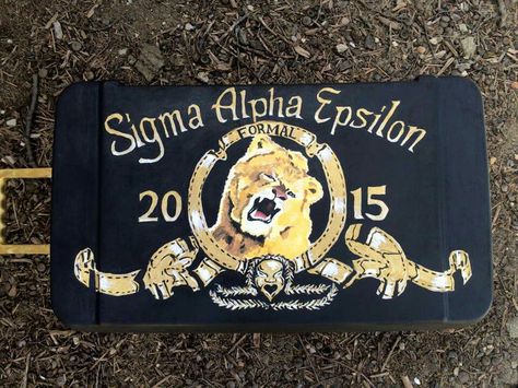 Sigma Alpha Epsilon SAE ΣΑΕ formal 2015 MGM lion logo Metro Golden Mayer film trailer cooler top Sae Fraternity, Mountain Weekend Cooler, Mgm Lion, Cooler Connection, Formal Cooler Ideas, Fraternity Coolers, Tri Delt, Coolest Cooler, Sigma Alpha Epsilon