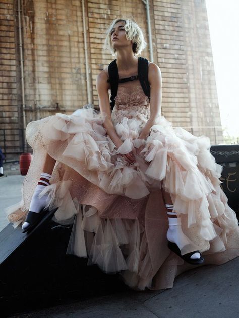 Punk pink puffy dress Armani Prive, Vogue Uk, Karlie Kloss, Christian Lacroix, Elie Saab, Jean Paul Gaultier, A Dress, Vivienne Westwood, Fashion Photo