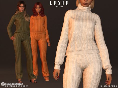 The Sims Resource - LEXIE sweater The Sims 4 Cc Clothing For Women Winter, Sims 4 Jumper Cc, Sims 4 Cc Fall Clothes, Sims 4 Sweater Cc, Sweater Lounge Set, Brown Jumper, Cold Outfit, Mother Clothing, Sims 4 Bedroom