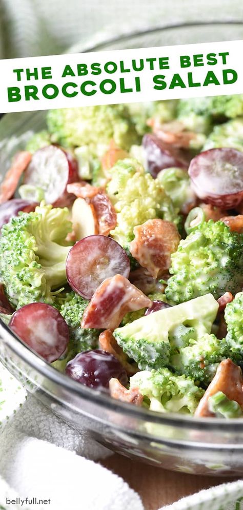 Brocolli Bacon Salad Recipes, Broccoli Almond Salad, Easy Brocolli Salad, Broccoli Salad Grapes, Classic Broccoli Salad Recipe, Cold Broccoli Salad Recipes Healthy, Broccoli Salad With Grapes And Bacon, Broccoli Salad Recipes Best, Broccoli Salad With Red Wine Vinegar