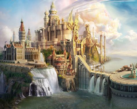 Gold castle. Beaux Arts Architecture, بيوت ملكية, Fantasy City, Fantasy Castle, Fantasy Setting, Fantasy Places, A Castle, Fantasy Art Landscapes, Fantasy Concept Art