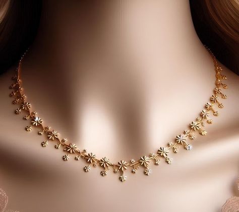 Jwellery Designing Gold Necklace, Simple Mangalsutra Design Gold Jewellery, Fancy Necklace Gold, Necklaces Gold Indian, Gold Necklace Set Simple Indian, Gold Design Jewellery Necklaces, Simple Necklace Designs Gold Indian, Aesthetic Necklace Simple, Simple Necklace Gold Indian