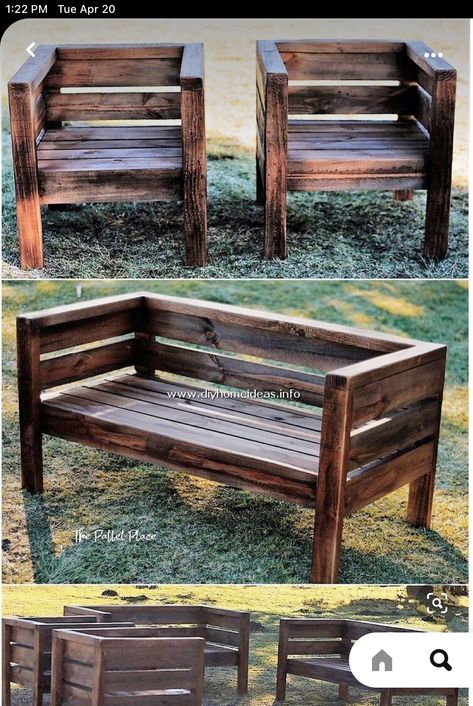 Pallet Garden Furniture, Pallet Patio Furniture, Wooden Garden Furniture, Pallet Patio, Outdoor Furniture Plans, Pallet Decor, Diy Garden Furniture, Pallet Garden, Diy Holz