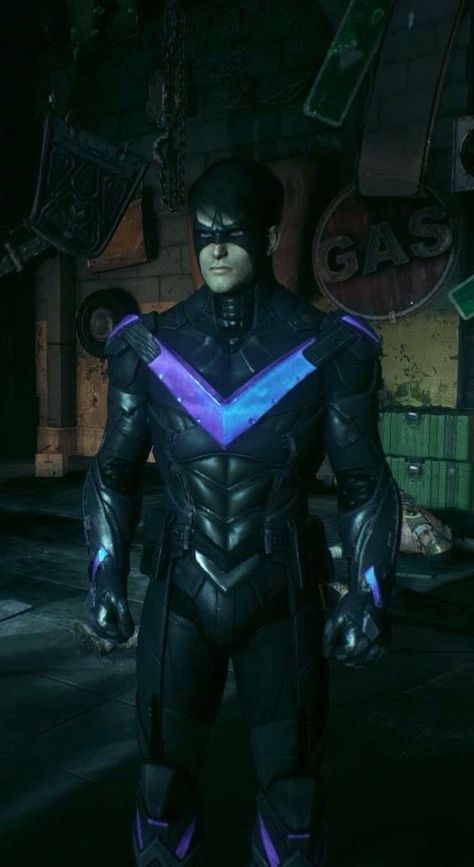 Arkham Knight Nightwing, Batman Arkham Games, Batman Aesthetic, Arkham Games, Suits Ideas, Titans Tv Series, Batman Concept, Gotham Knights, Bi Panic