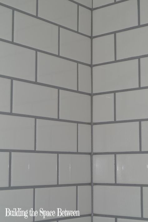 Perfect dark grey caulk line Bathroom Caulk, Compact Furniture, Subway Tiles Bathroom, Grey Grout, Timeless Bathroom, Tile Edge, White Subway Tile, Grey Tiles, Tile Grout