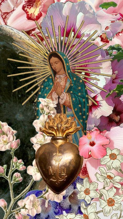 Pink Virgencita Wallpaper, Guadalupe Wallpaper Aesthetic, Sacred Heart Wallpaper, Latina Wallpaper, Mexican Catholic Art, Scared Heart, Sacred Heart Of Mary, Sacred Heart Art, Catholic Wallpaper