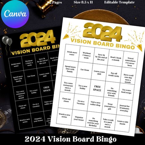 Bingo Vision Board, Vision Board Activity, Ipad 2024, Goal Sheet, Goals Sheet, Board Party, Bingo Template, Vision Board Party, Personal Achievements