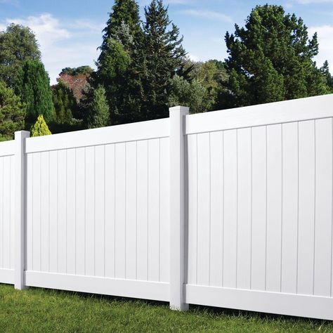 Backyard Fence Decor, White Vinyl Fence, Diy Privacy Fence, Vinyl Fence Panels, Vinyl Privacy Fence, Garden Escape, Privacy Fence Panels, Pvc Fence, Vinyl Panels