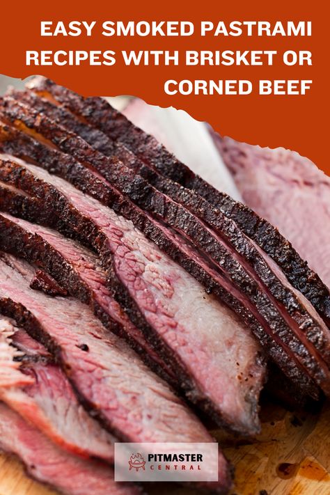 Delicious recipes for homemade smoked pastrami using brisket or corned beef. #smokedpastrami #homemaderecipes #bbqdelights Smoked Pastrami From Corned Beef, Recipes With Brisket, Pastrami Recipes, Smoked Pastrami Recipe, Smoked Pastrami, How To Make Pastrami, Homemade Pastrami, Pastrami Recipe, Brisket Flat