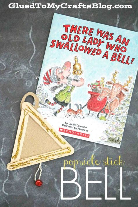 Popsicle Stick Bell - Kid Craft Christmas Book And Craft Preschool, Christmas Bell Craft, Bell Craft, Christmas Speech, Popsicle Stick Crafts For Kids, Winter Crafts Preschool, Christmas Learning, Preschool Christmas Activities, Storytime Crafts