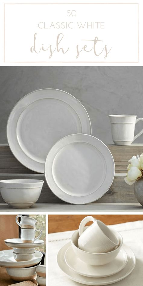 Is there anything more timeless than a lovely white dinnerware set? Don't miss these 50 gorgeous options, all with that classic, farmhouse style. White Dinnerware Sets, Farmhouse Dinnerware Sets, Farmhouse Dinnerware, White Dinnerware Set, White Dish, Casual Dinnerware, Everyday Dishes, White Dinnerware, Blogger Home