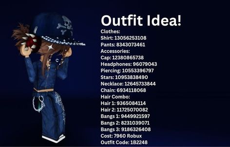 Berry Avenue Yk2 Outfit Codes, Roblox Tomboy Outfit Codes, Brookhaven Outfit Codes Blue, Yk2 Outfits, Blue Jeans Outfit, Emo Roblox Outfits, Girly Fits, Y2k Outfit Ideas, Blue Jean Outfits