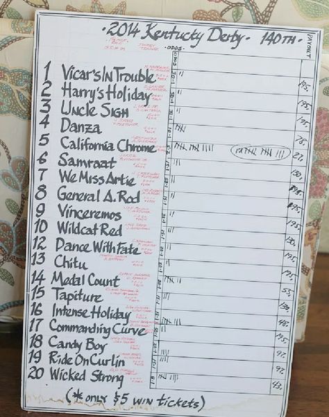 Derby Betting Board, Kentucky Derby Betting Board, Kentucky Derby Betting Ideas, Kentucky Derby Games For Adults, Kentucky Derby Menu Ideas, Kentucky Derby Diy, Kentucky Derby Games, Kentucky Derby Betting, Derby Decorations