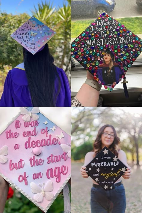 Wow these are the BEST Taylor Swift graduation cap ideas! If you’re a TS fan you should definitely check these out because they show you the cutest Taylor Swift graduation cap designs. Graduation Cap Decoration Taylor Swift, Senior Cap Ideas Taylor Swift, Taylor Swift Inspired Graduation Caps, Grad Cap Designs Taylor Swift, Taylor Graduation Cap, Taylor Swift Graduation Cap Ideas, Taylor Swift Grad Cap Ideas, Grad Hat Decoration, Graduation Cap Designs Taylor Swift