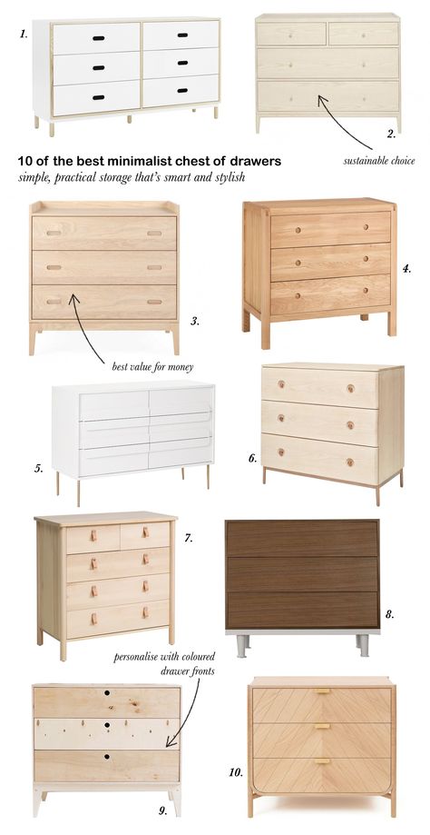 10 of the best minimalist chest of drawer Aesthetic Drawer Ideas, Chest Ideas Bedroom, Chest Of Drawers Small Bedroom, Wooden Drawer Design, Small Bedroom Drawers Ideas, Minimalist Dresser Bedroom, Wooden Drawers Bedroom, Drawer For Bedroom, Japandi Chest Of Drawers