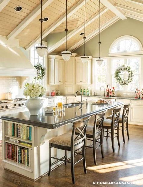 Classic X back counter stools in this elegant Kitchen by Gary Mertins via   At Home in Arkansas #whatheightstooldoineed #kitchenseating #barstools #counterstools Kitchen Island Designs With Seating, Banquette Design, Fabulous Kitchens, Kitchen Island Design, Pool Design, Luxury Kitchens, Kitchen Remodel Idea, Style At Home, Understated Elegance