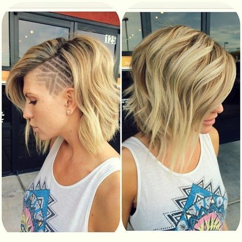 Shoulder length hair with shaved side Shave Designs, Mom Haircut, Shaved Designs, Trendy We Fryzurach, Half Shaved Hair, Shaved Hair Designs, Shaved Side Hairstyles, Girls Short Haircuts, Hair Tattoos