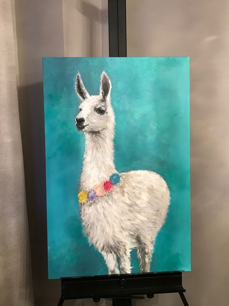 Lama Painting Acrylic, Lama Drawing, Lama Painting, Alpaca Painting, Llama Watercolor, Alpaca Drawing, Llama Images, No Drama Lama, Llama Painting