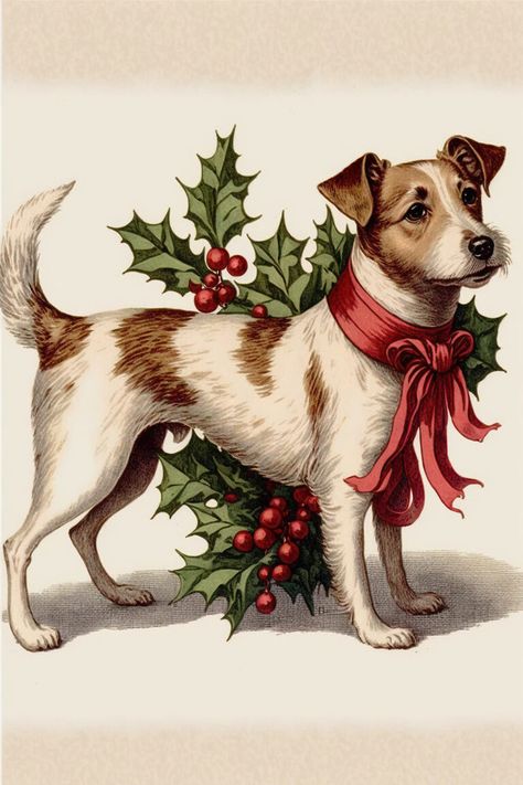 11 Vintage Christmas Dog Images! - The Graphics Fairy Vintage Dog Wallpaper, Vintage Santa Images Free Printable, Dog Xmas Cards, Antique Christmas Cards, Dog Christmas Photos, Christmas Pictures Vintage, Images Noêl Vintages, Xmas Art, Christmas Tree Images