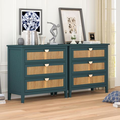 PRICES MAY VARY. Farmhouse Design: The 3-drawer dresser with simple design. Various decoration styles are compatible with this modern minimalist 3 drawer chest. Adding rattan door and classic gold metal handle to the simple monochromatic wood panel adds advanced aesthetics to this chest of drawers Durable: The beautiful chest of the drawer made MDF, ash wood veneer board, and golden metal semicircle pulls and four pine legs with antislip foot pad that offer perfect stability and durability. this 3 Drawer Storage, 3 Drawer Dresser, Dangerous Goods, Mdf Frame, Drawer Cabinet, American Furniture, Furniture Deals, Furniture Outlet Stores, 3 Drawer