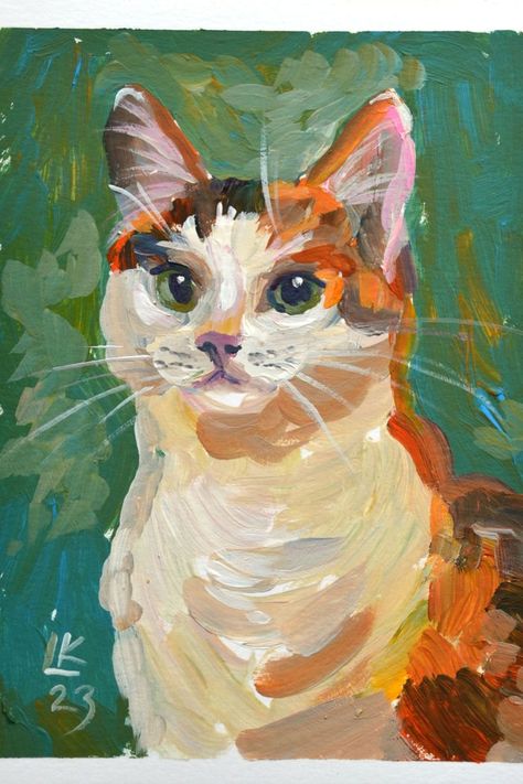 Tiny Cats, Animal Artwork, Cat Artwork, Cat Wall Art, Animals Artwork, Calico Cat, Impressionist Paintings, Cat Painting, Be Nice