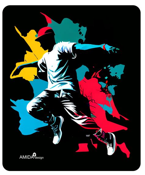 Colorful and dynamic illystration of hip-hop dancer on a black background. Dancer Hip Hop, Dance Hip Hop Aesthetic Wallpaper, Hip Hop Dance Drawing, Dance Art Drawing Hip Hop, Dance Illustration Design, Hip Hop Dance Art, Dance Aesthetic Hip Hop, Hip Hop Dance Illustration Art, Dance Poster Design