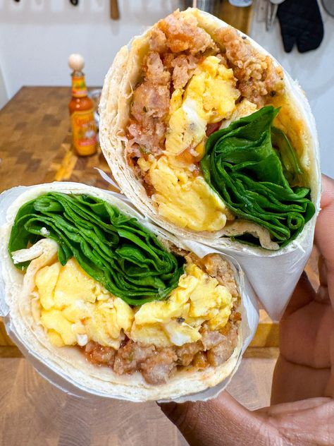 Turkey Breakfast Burritos - High Protein Sweet Potato Burrito, Turkey Breakfast, Breakfast Wraps, Healthy Turkey, Breakfast Burrito, Fresh Tomato Salsa, Tortilla Wraps, Turkey Sausage, Spinach And Feta