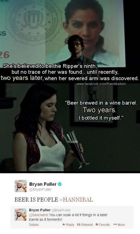 Beer is people. XD Funny Hannibal, Frederick Chilton, Hannibal Funny, Hannibal Tv Show, Hannibal Tv Series, Sir Anthony Hopkins, Bryan Fuller, Hannibal Series, Captive Prince