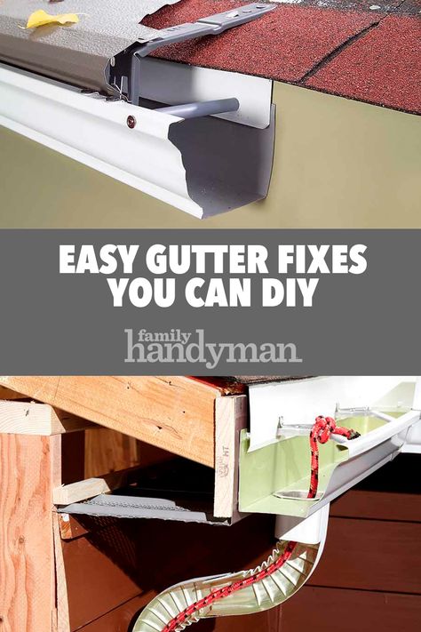 Easy Gutter Fixes You Can DIY Diy Gutter Guards, Diy Gutters, Gutter Protection, Diy Exterior, Gutter Repair, Construction Repair, Diy Handyman, Stencil Printing, Rain Gutters