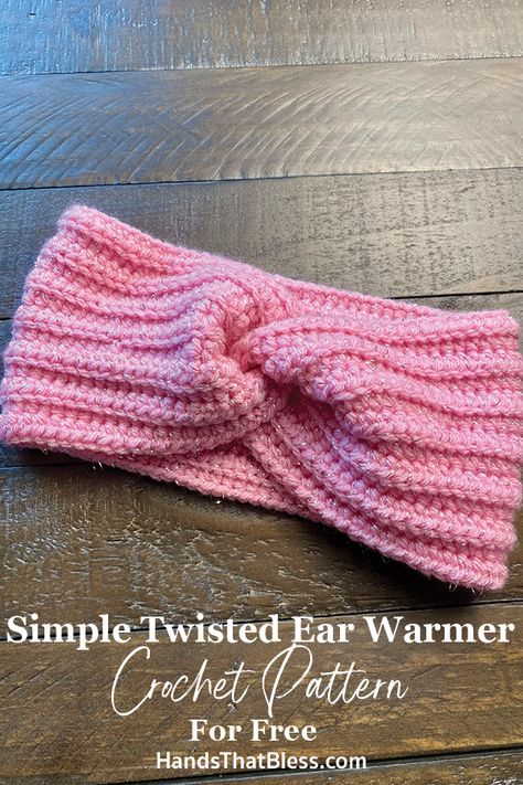 Simple Twisted Ear Warmer Crochet Pattern For Free - Hands That Bless Crochet Ear Band, Ear Warmer Headband Crochet, Crochet Ear Warmer Pattern Free, Easy Ear Warmer Crochet Pattern Free, Headband Ear Warmer, Free Ear Warmer Crochet Pattern, Knitted Ear Warmers Free Pattern, Free Crochet Patterns Using Cotton Yarn, Crocheted Ear Warmers Free Pattern