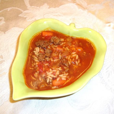 Hamburger Rice Soup Hamburger Rice Soup, Rice Tomato Soup, Tomato Rice Soup, Hamburger Rice, How To Make Hamburgers, Rice Soup Recipes, Tomato Rice, Hamburger Soup, Kitchen Smells