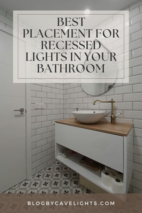 Illuminate your bathroom sanctuary with our curated selection of recessed lighting ideas. Discover how to create a warm and inviting atmosphere with the perfect placement of can lights and puck lighting. Let's brighten up your bathing experience! 💡✨ #BathroomDécor #LightingMagic #HomeImprovement Recessed Light Bathroom, Recessed Lighting Bathroom Vanity, Motion Sensor Lights Bathroom, Can Lighting In Bathroom, Windowless Bathroom Lighting, Recessed Lighting In Bathroom, Recessed Lighting Bathroom, Can Lights In Bathroom, Small Bathroom Lighting Ideas