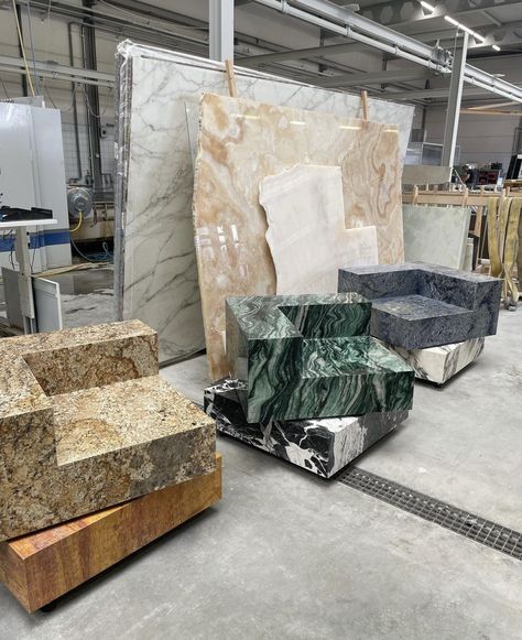 Atelier Furniture, Marble Factory, Marble Stand, Stone Furniture, Statement Furniture Pieces, Types Of Architecture, Marble Furniture, Stone Table, She Shed