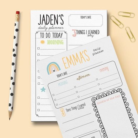 Playful Prints: Personalized Stationery for Kids Organization School, Daily Planner Sheets, First Birthday Posters, Kids Schedule, Kids Planner, Planner Sheets, Baby Milestone Cards, Personalized Notepad, Planner Notepad