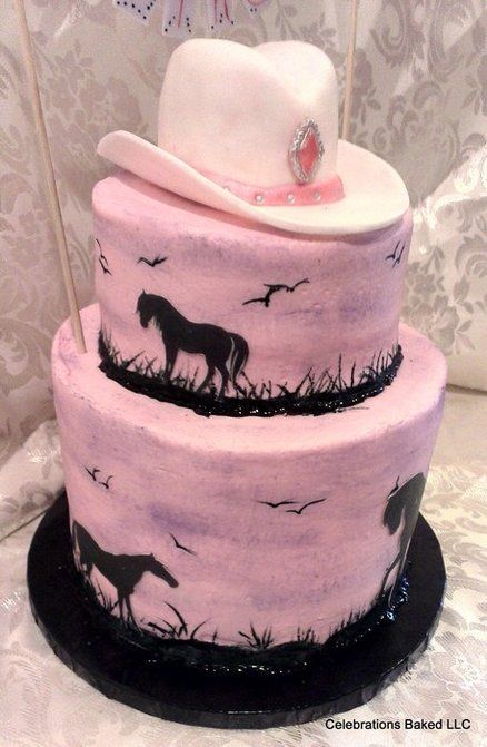 horse cake/hand painting Silhouette Cakes, Cowgirl Birthday Cakes, Country Cakes, Horse Cakes, Cowboy Cake, Horse Birthday Cake, Cowgirl Cakes, Silhouette Cake, Hand Painted Cakes