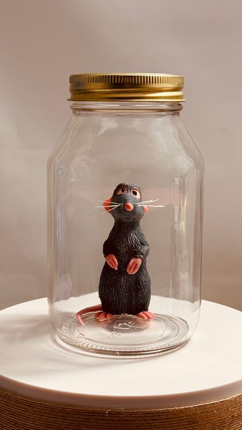 Remy In A Glass Mason Jar - Ratatouille Remy Ratatouille Birthday Party Ideas Decorations, Ratatouille Decorations, Ratatouille Party Ideas, Ratatouille Themed Party, Ratatouille Birthday Party Ideas, Ratatouille Birthday Party, Ratatouille Birthday, Ratatouille Party, Remy Ratatouille