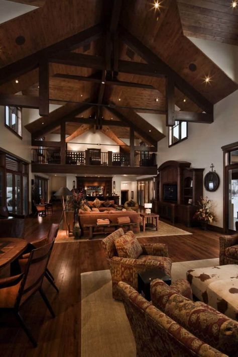 Mountain Contemporary Home, Rustic Family Room, Best Modern House Design, Rustic Homes, Rustic Home Design, Trendy Living Rooms, Future House Ideas, Log Cabin Homes, Barn Style House