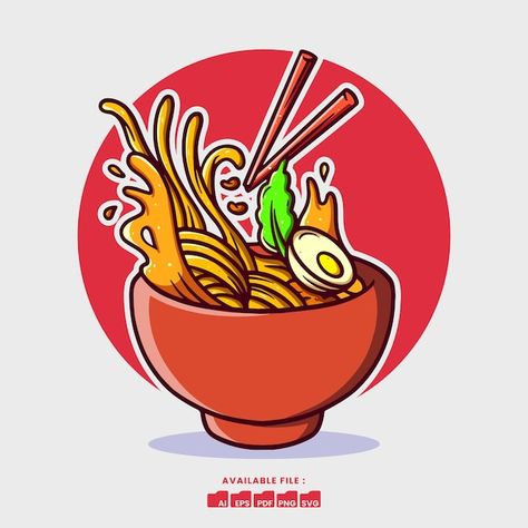 Noodles Logo, Ramen Logo, Ramen Illustration, Noodle Logo, Colored Tattoo, Noodle Art, Noodle Shop, Bowl Logo, Hoarding Design