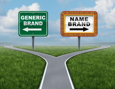 Generic Brand Versus Brand Name. As a concept for marketing with two competing s , #sponsored, #marketing, #competing, #street, #Generic, #Brand #ad Medicine Ads, Generic Medicines, Retirement Quotes, Insurance Benefits, Family Movie Night, Lots Of Money, Stock Photography Free, Street Signs, Brand Strategy