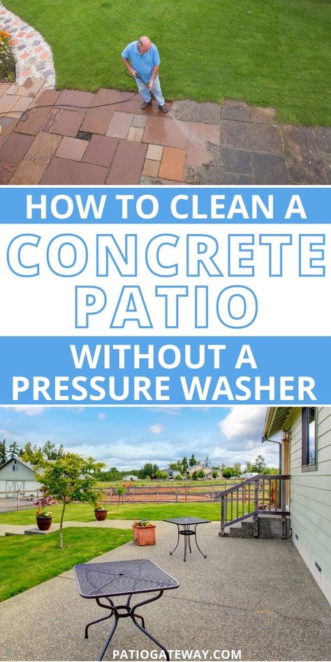 Cleaning a concrete patio with no chemicals | Chemical-free concrete cleaning | How to clean a concrete patio | Cleaning concrete without a pressure washer | #patio #concretepatio #patiocleaning #outdoorcleaning #chemicalfree Clean Concrete Patio, Cleaning Concrete Floors, Cleaning Concrete, Patio Cleaning, Concrete Cleaner, Patio Blocks, Paint Concrete Patio, Clean Concrete, Clean Patio