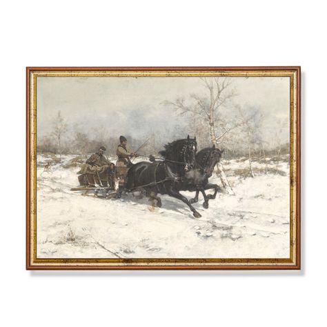 Winter Prints, Rustic Landscaping, Rustic Painting, Antique Painting, Snowy Landscape, Sleigh Ride, Art Antique, Antique Paint, Vintage Winter